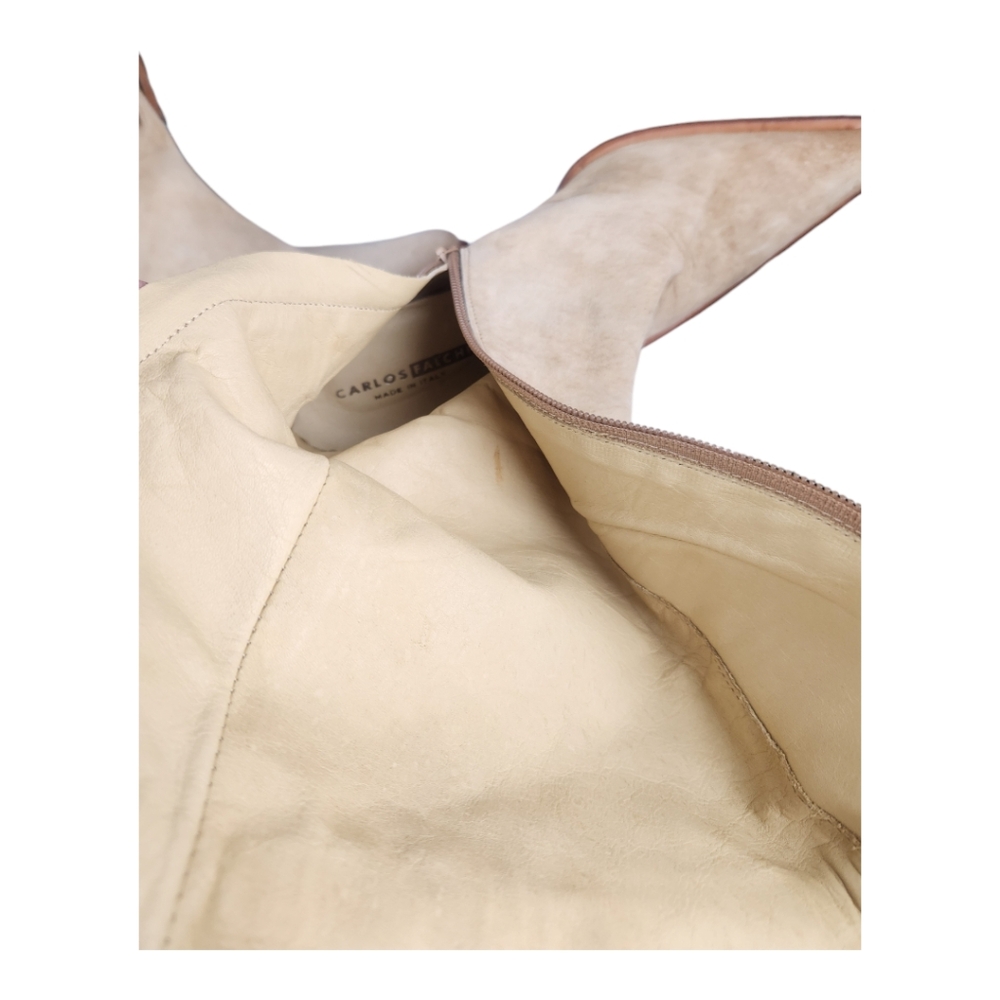 Carlos Falchi Fiorina Suede Leather Fringe Cowgirl Boots 3" Heel Mid-Cal… - Picture 9 of 10